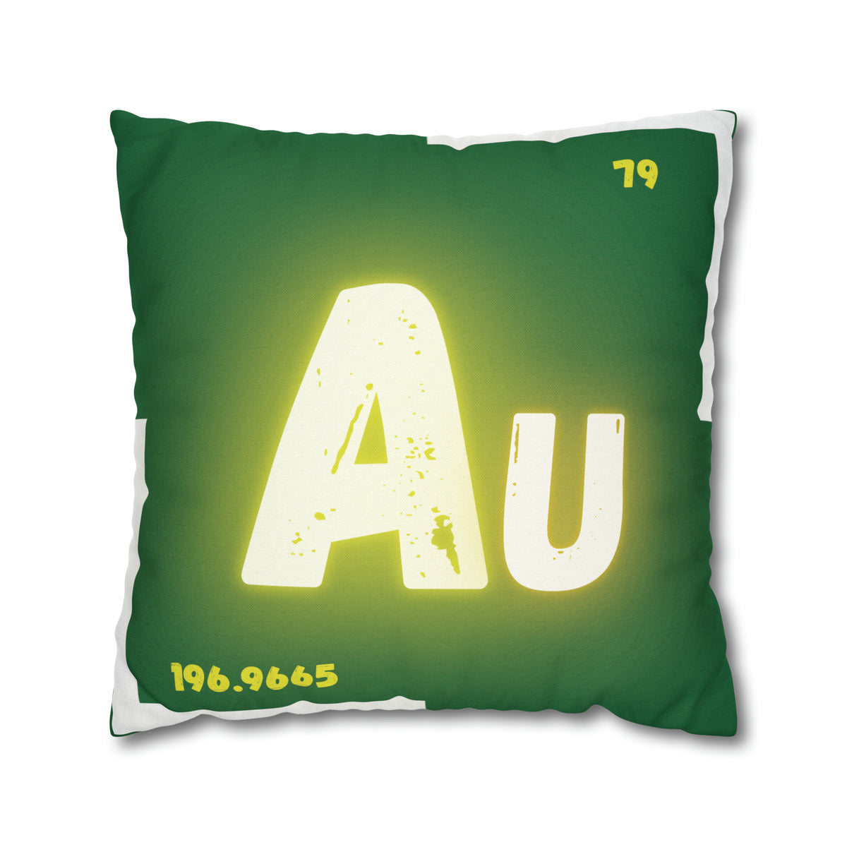 Front and back designed throw pillow case. Periodic Table of the Elements. Gold Element. Icon with atomic mass, atomic number, and atomic symbol. Periodic Style. PILLOW NOT INCLUDED Sizes: 14" X 14" 16" X 16" 18" X 18" 20" X 20"