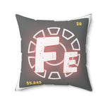 Front and back designed throw pillow. Periodic Table of the Elements. Iron Element. Icon with atomic mass, atomic number, and atomic symbol. Periodic Style. Includes pillow and pillowcase. Pillow and pillowcase are 100% polyester. Sizes Available: 14" x 14" 16" x 16" 18" x 18" 20" x 20"