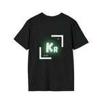 Back of a black t shirt with the periodic table of element symbol for Krypton (Kr)